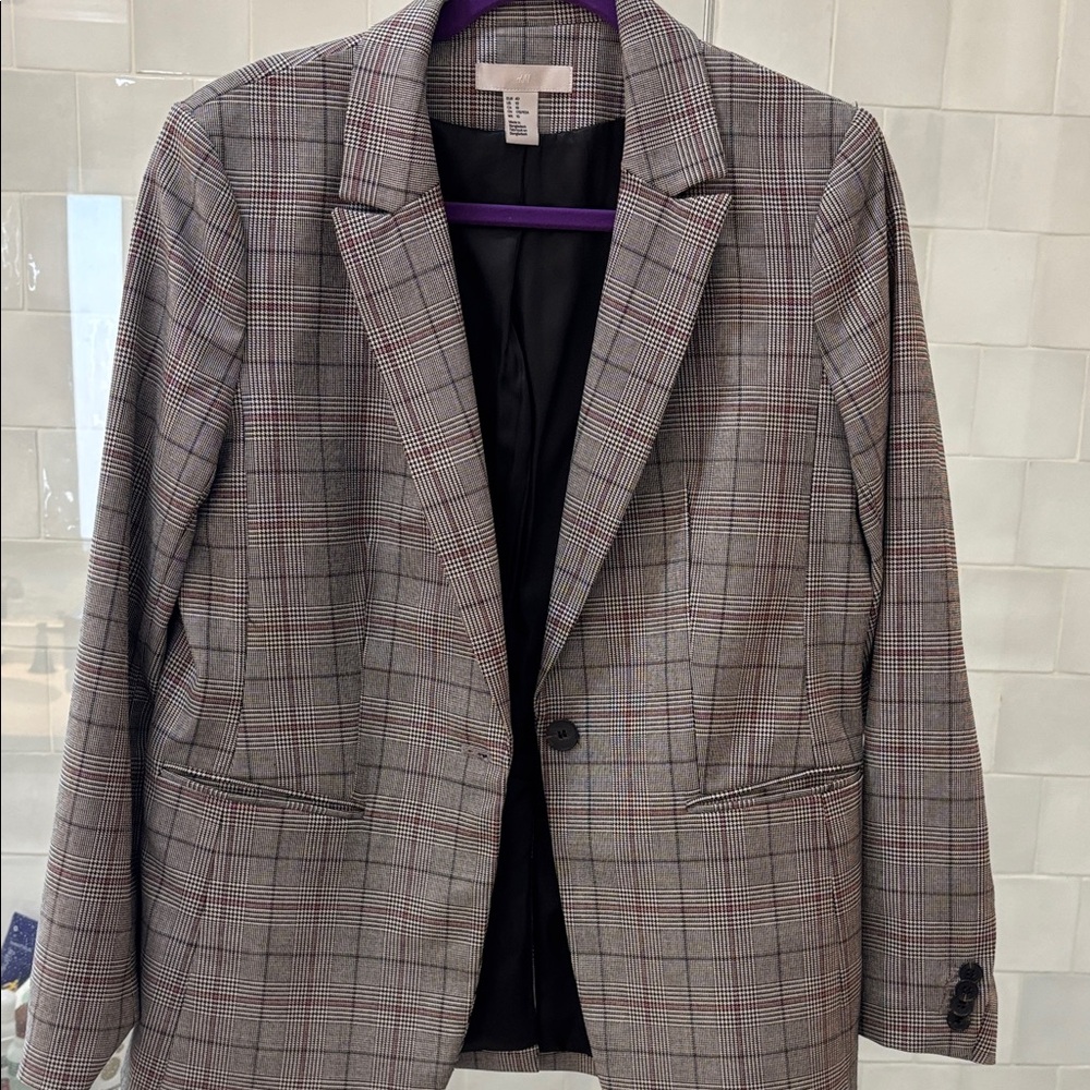 H&M Gray Plaid Blazer
